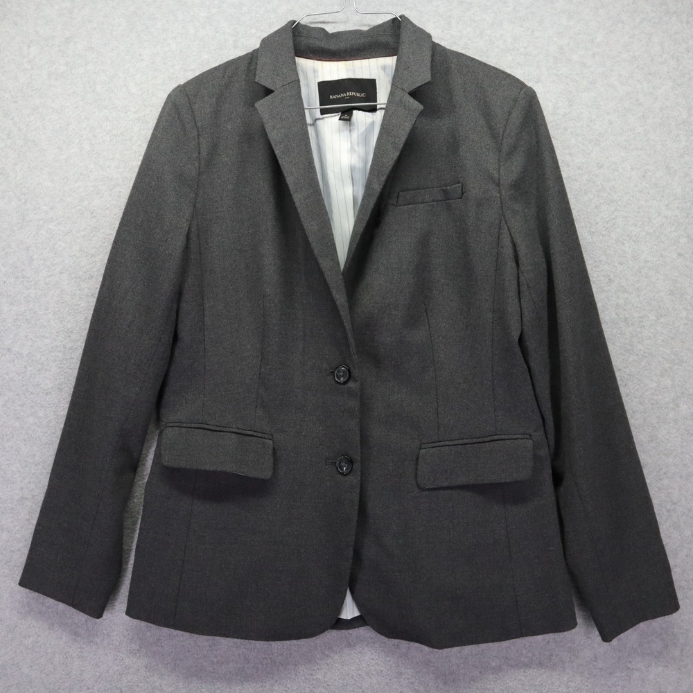 Banana Republic Blazer Womens 8 2-Button Suit Jacket Coat Business‎ Formal Gray